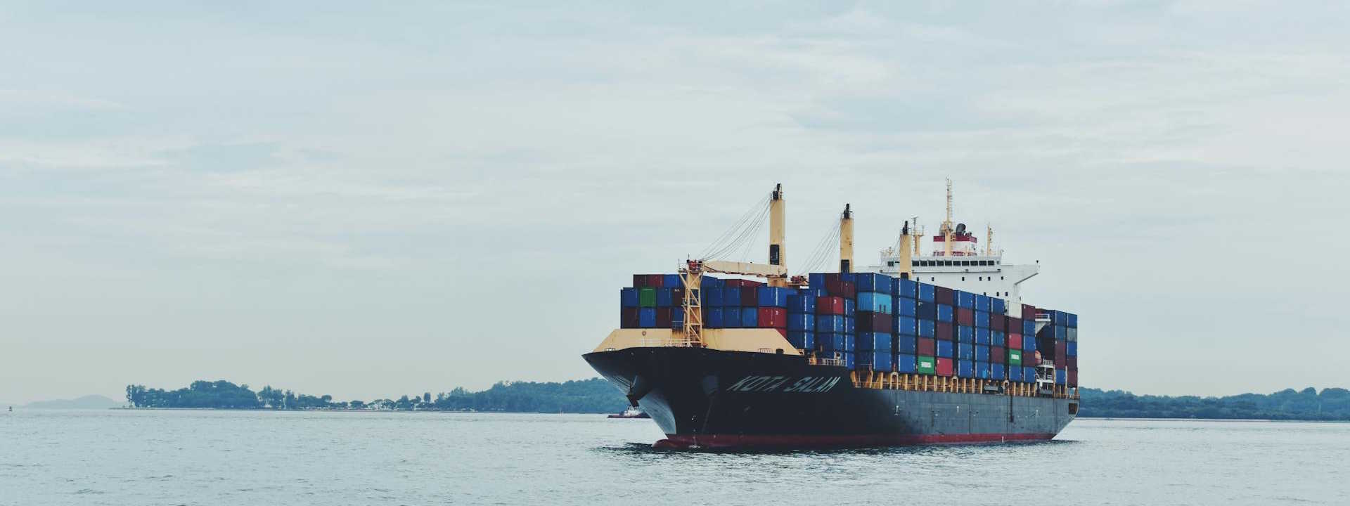 A container ship sailing.