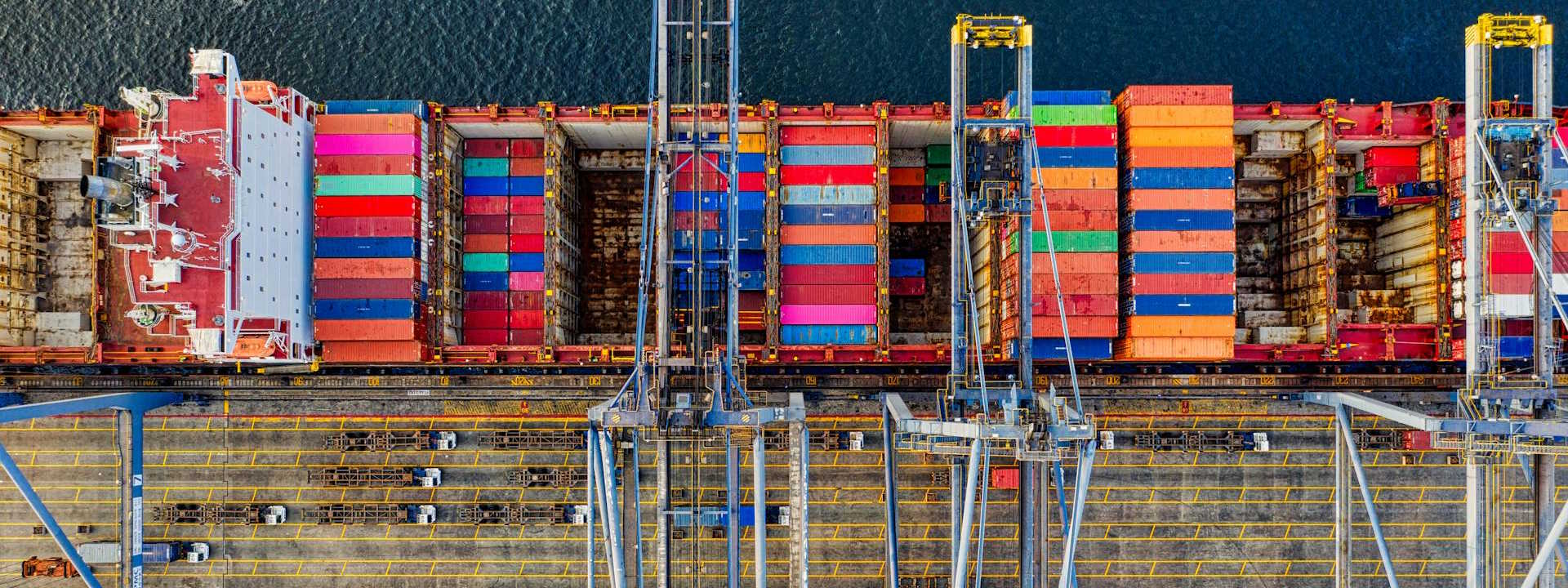 Container loading at a shipping dock.
